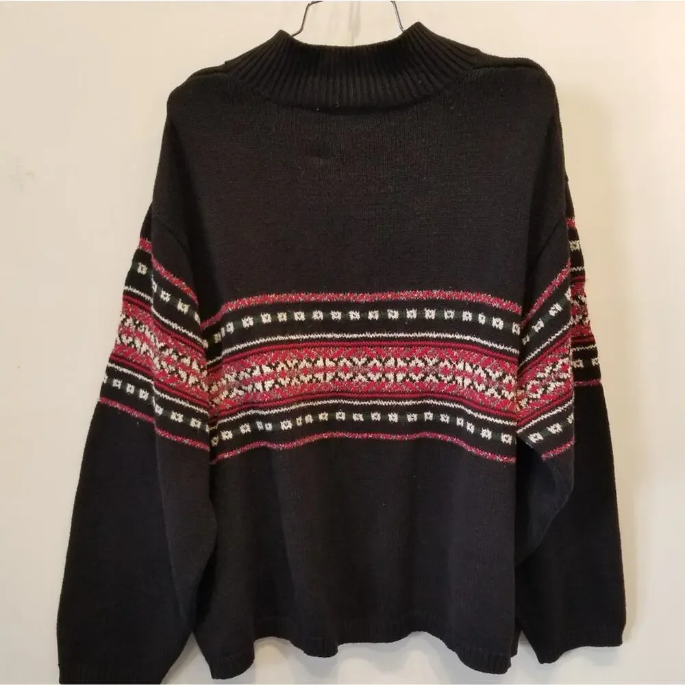 Liz‎ & Company Vintage Cotton Ski Sweater Gift Aztec Print Warm Pullover Size 2X